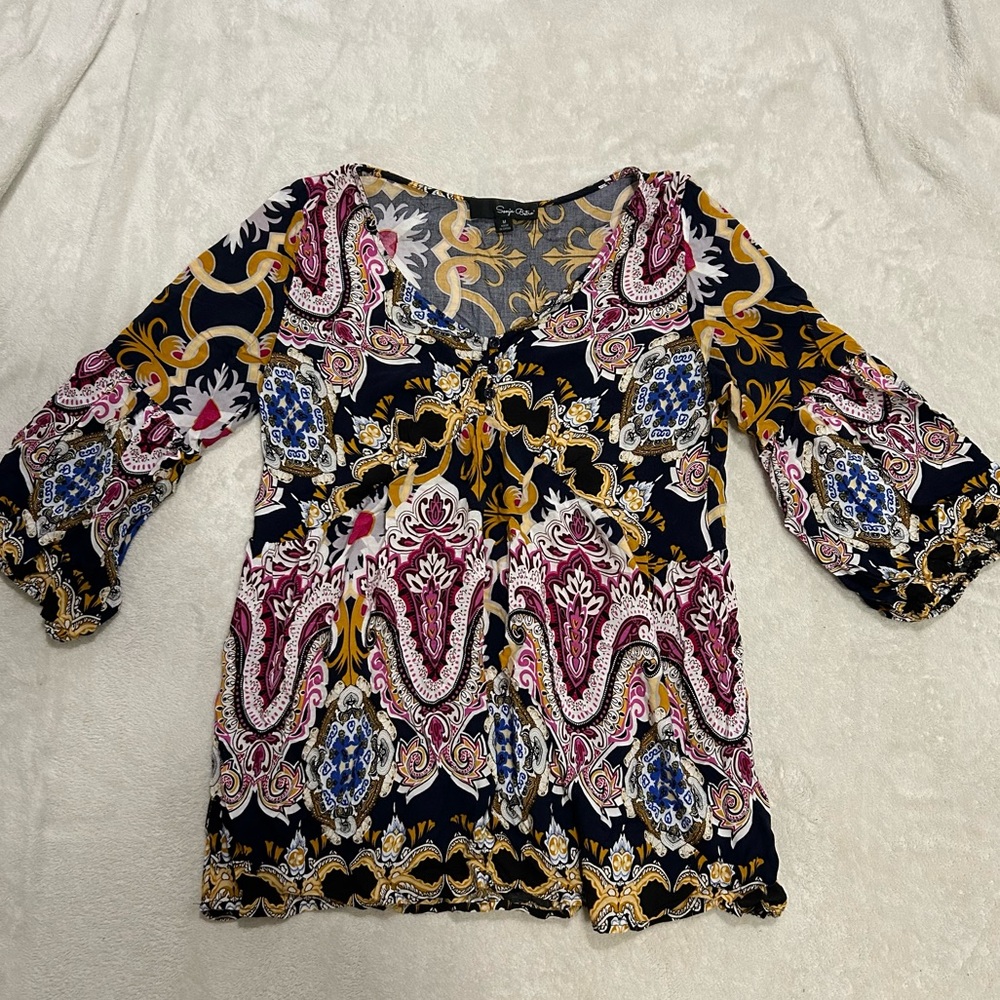 Sonja Betro boho 3/4 sleeve flowy blouse